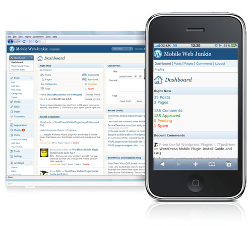 wordpress mobile admin Mobilize your wordpress using Wapple Architect Mobile and WordPress Mobile Admin 