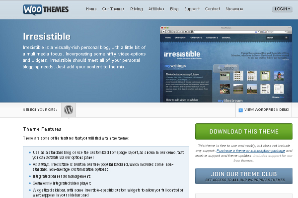 Irresistable IrresistableIrresistable 108 Free High Quality Wordpress Themes