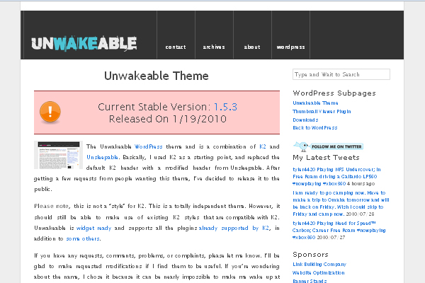 Unwakeable-Theme Unwakeable Theme 108 Free High Quality Wordpress Themes