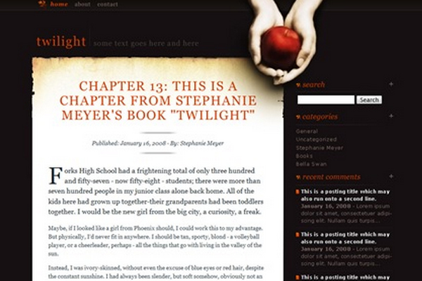 TwilightSaga TwilightSaga 108 Free High Quality Wordpress Themes