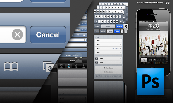 iPhone 4 GUI PSD Retina Display Free iPhone 4 GUI PSD